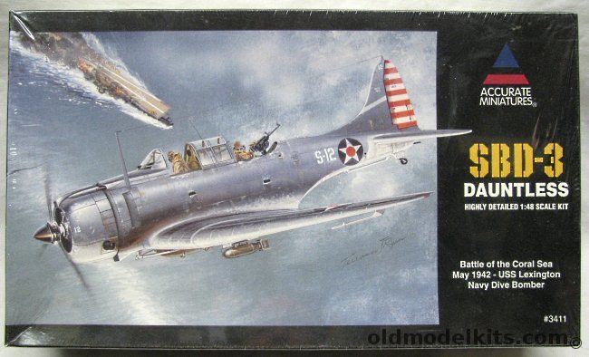 Accurate Miniatures 1/48 Douglas SBD-3 Dauntless - Battle of the Coral Sea May 1942 USS Lexington, 3411 plastic model kit